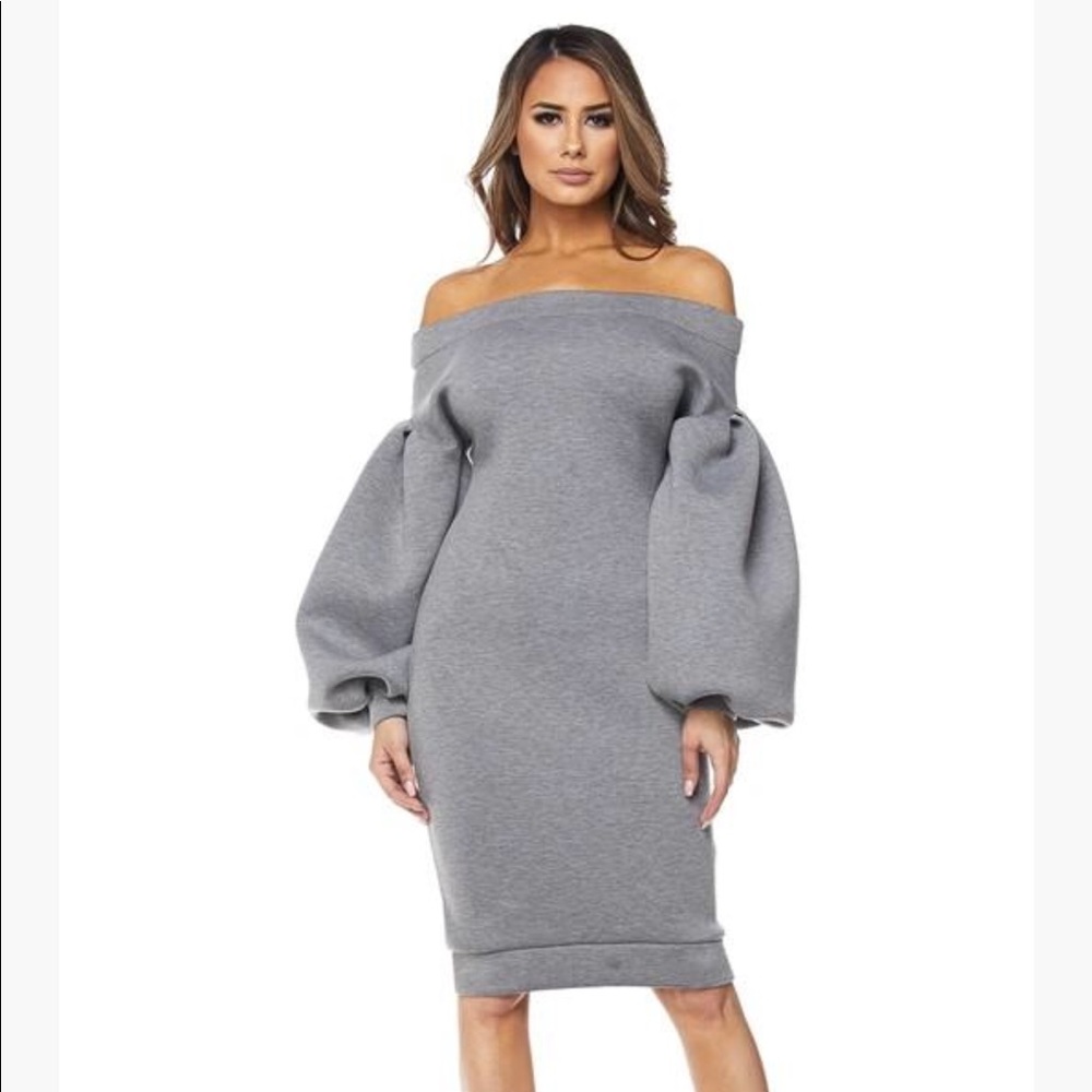 Off the shoulder jersey midi dress